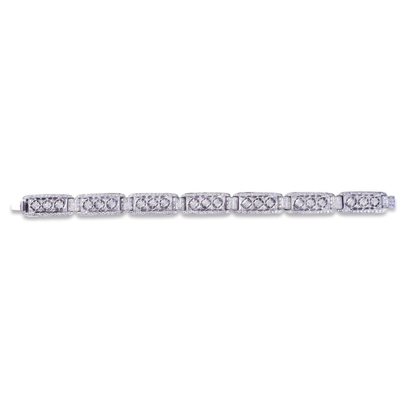 Bracciale, oro bianco 18 kt e brillanti