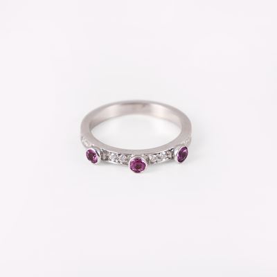 Anello in oro bianco 18 kt con brillanti e tormaline