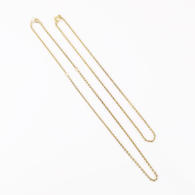 DUE CATENE, collane in oro 18 kt a maglie ovali