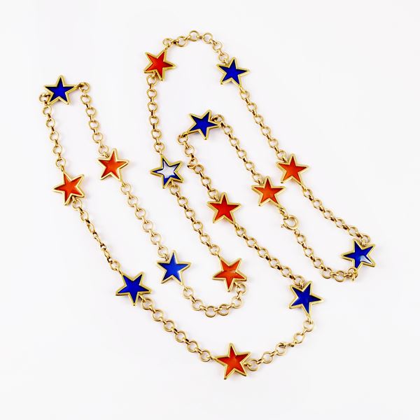 18KT GOLD NECKLACE WITH ENAMEL (losses)