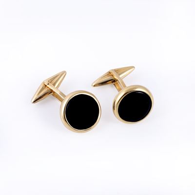 Gioielli in oro giallo 18 kt con dischi in onice, GEMELLI