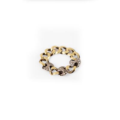 Anello in oro giallo e bianco 18 kt con piccoli diamanti