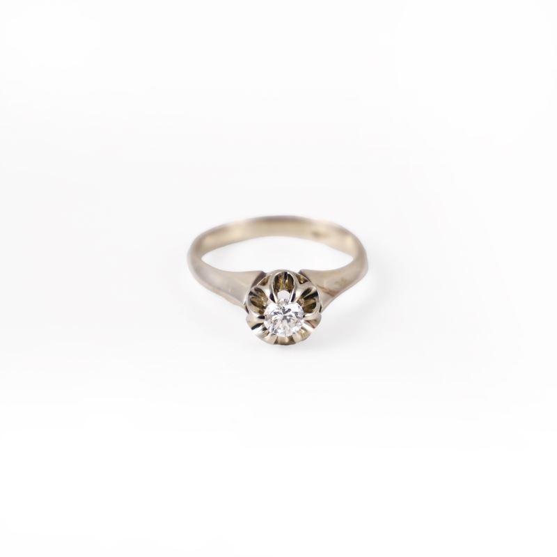 Anello, oro bianco 18 kt con brillante (ca. 0,25 ct)