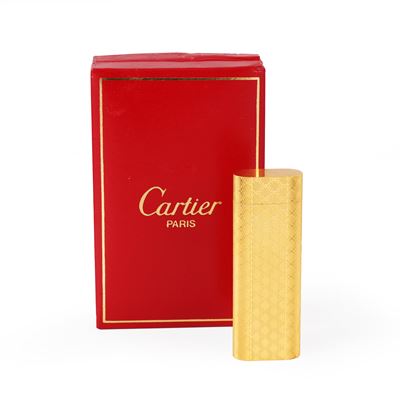 Cartier, Accendino placcato oro giallo con motivo a losanghe