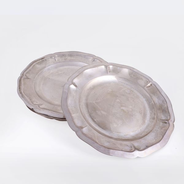SIX 800 SILVER DESSERT PLATES