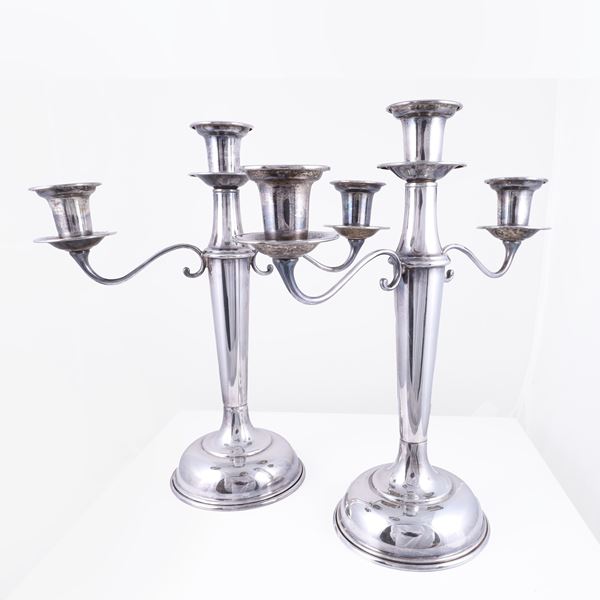 PAIR OF 800 SILVER CANDELABRA 