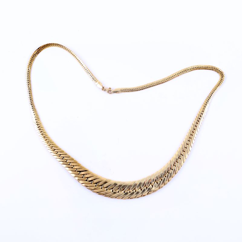 Girocollo in oro giallo 18 kt, maglia groumette digradante