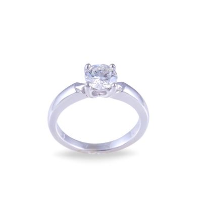 Anello, oro bianco 18 kt con brillante 1 ct