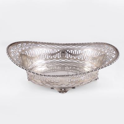 CESTINO PER PANE, Mappin & Webb, argento 925/1000 cesellato e traforato