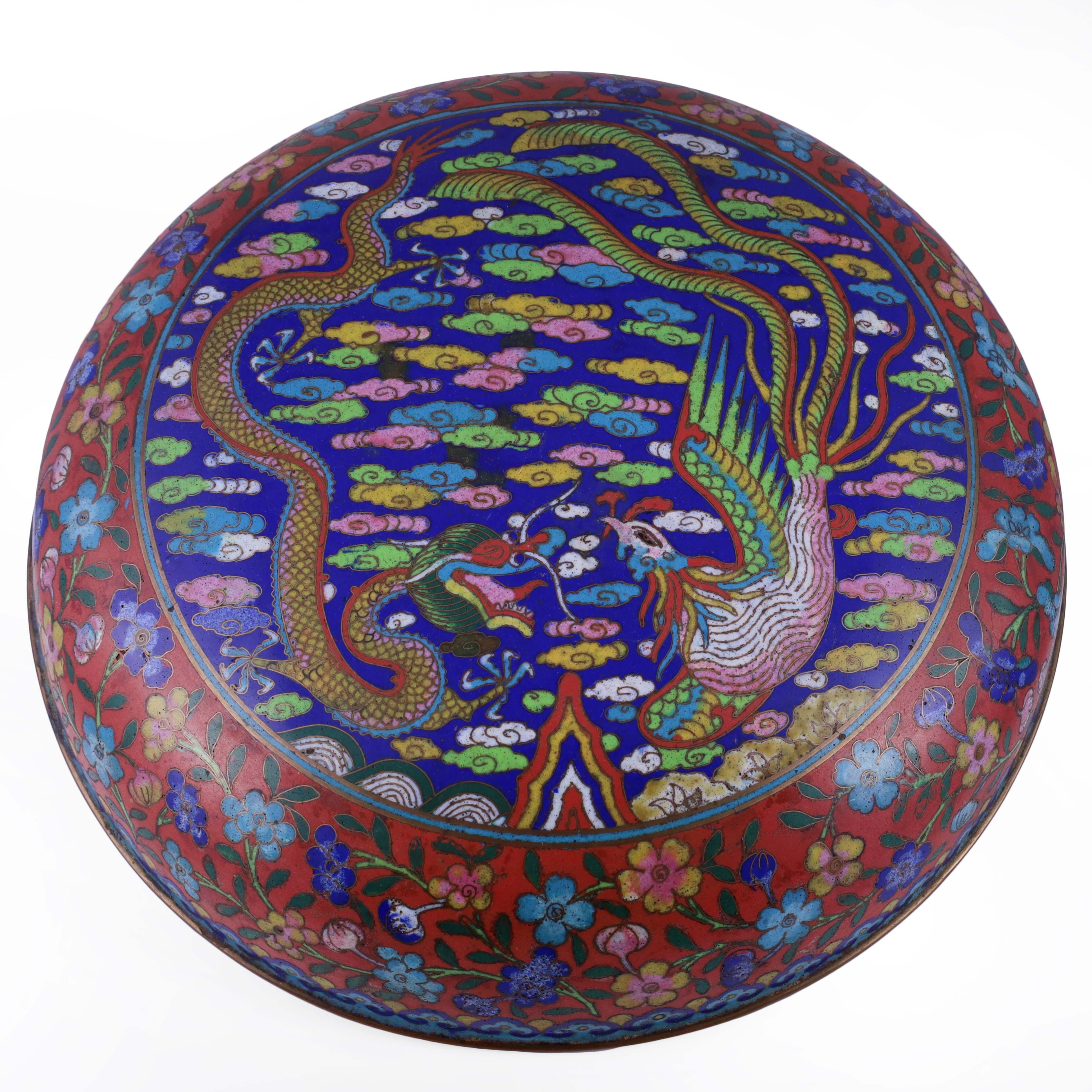 Scatola rotonda in smalto cloisonné, Cina, XX secolo