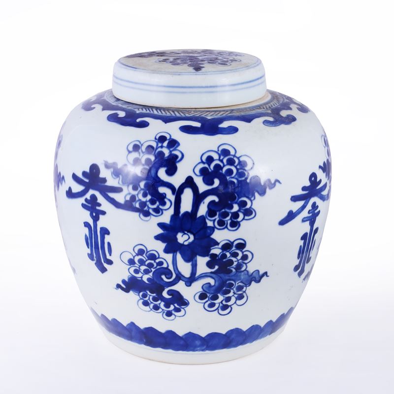 Potiche, porcellana bianca e blu, Cina, XIX secolo