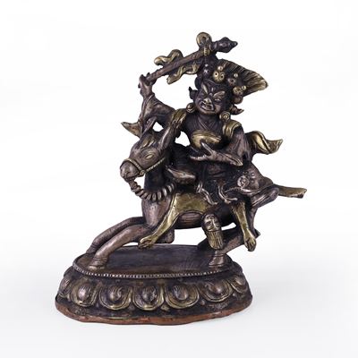 Scultura in bronzo argentato e dorato, Tibet, XX secolo