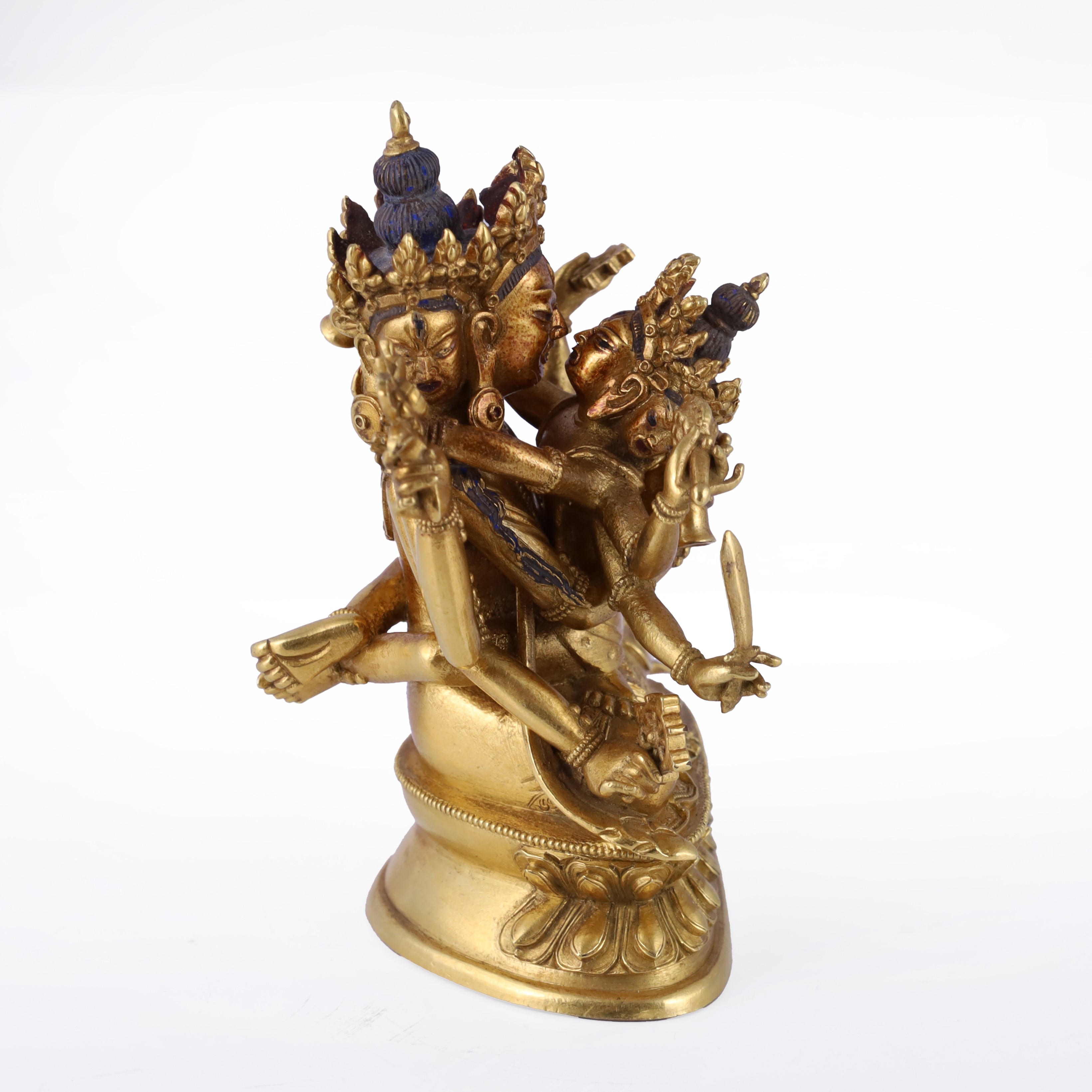 Scultura, Guhyasamaja e Sparsavajra, in bronzo dorato, XVIII secolo