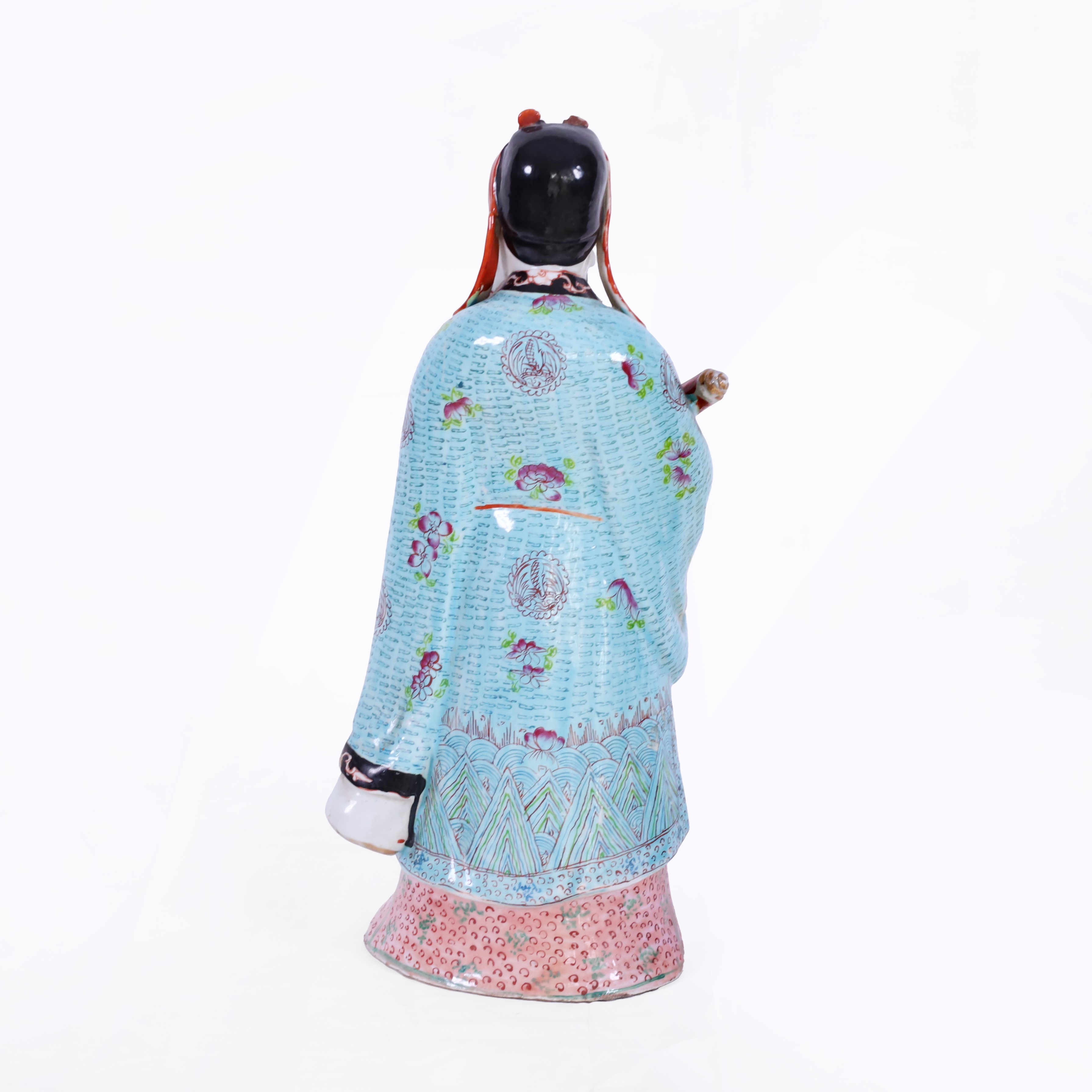 Scultura decorativa, raffigurazione di saggio “LU” in porcellana della Famiglia Rosa (Cina, XX se...