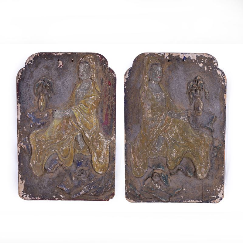 Cina, XIX secolo, Due placche in legno incise
