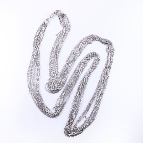 18KT GOLD MULTI-STRAND NECKLACE WITH 18KT GOLD AND STEEL CLASP