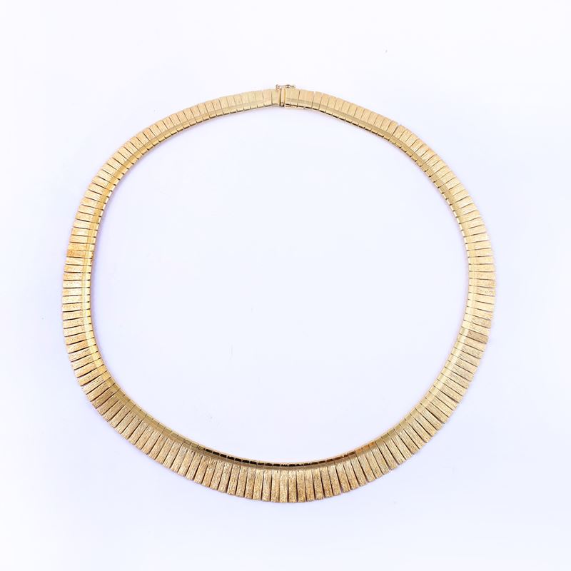 Girocollo in oro giallo 18 kt, maglia a barrette digradanti