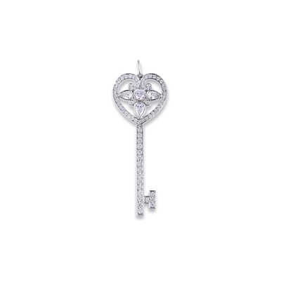 Heart Key pendente in platino con brillanti e diamanti