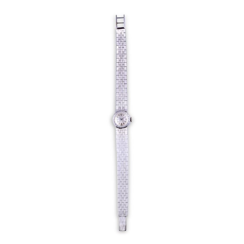 ROLEX, Orologio da polso in oro bianco 18 kt con bracciale a nastro