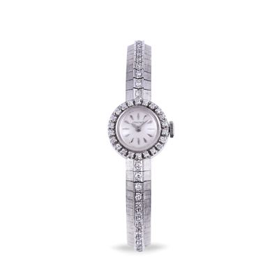 Longines, Orologio in oro bianco 18 kt con diamanti, movimento manuale