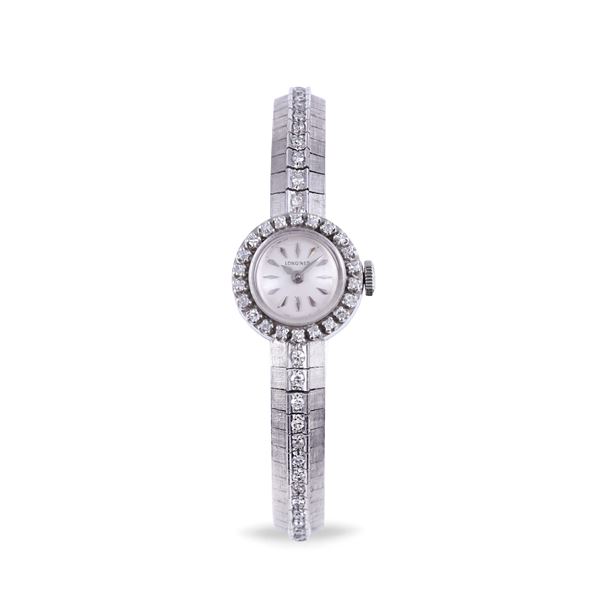 18KT GOLD WRISTWATCH WITH DIAMONDS, BY LONGINES