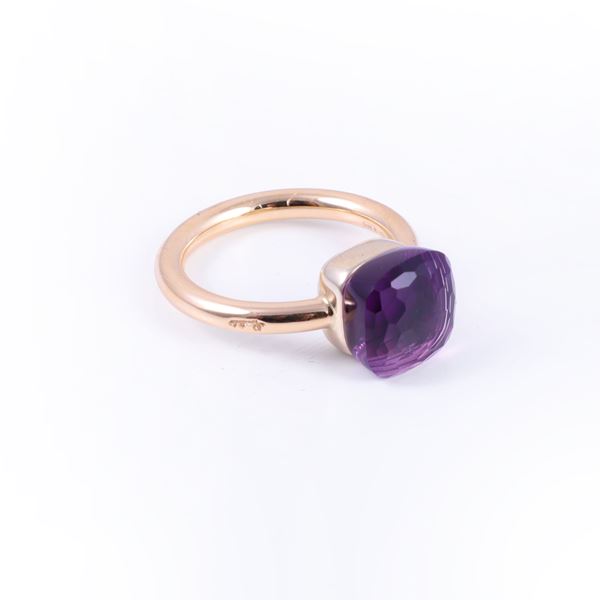 * 18KT GOLD RING SET WITH AMETHYST, BY POMELLATO "Nudo"