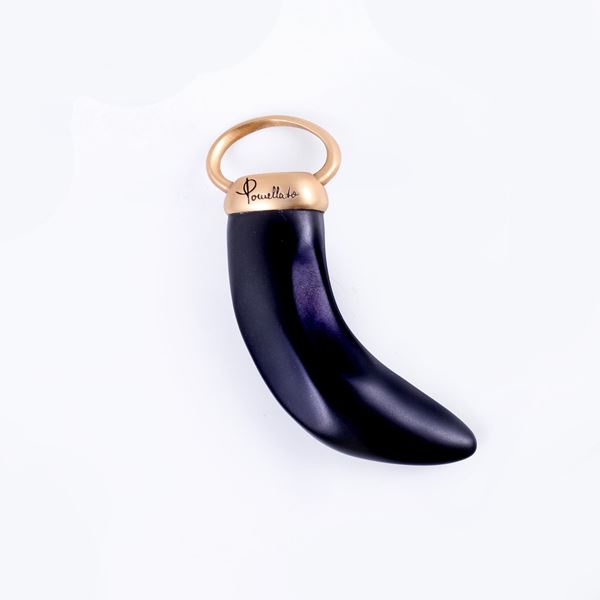 * 18KT GOLD PENDANT WITH JET, BY POMELLATO "Victoria"