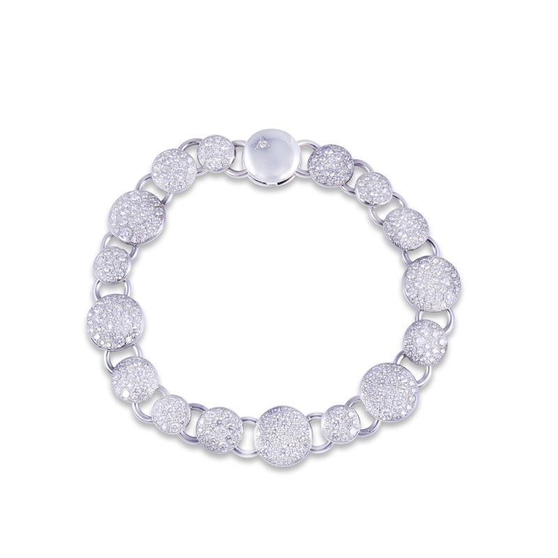 Pomellato, Bracciale “Sabbia” in oro bianco 18 kt con pavé di brillanti