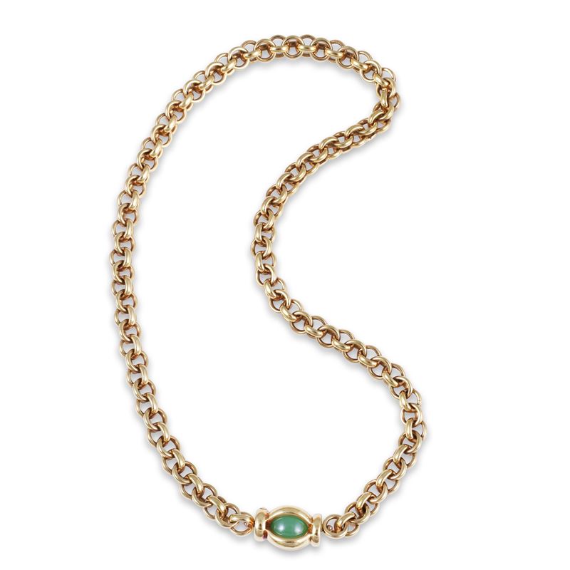 Pomellato, Girocollo pomellato in oro giallo 18 kt con sfera in giadeite