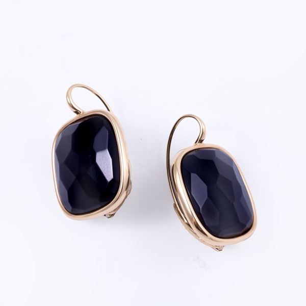 * 18KT GOLD EARRINGS SET WITH JET, BY POMELLATO "Victoria"