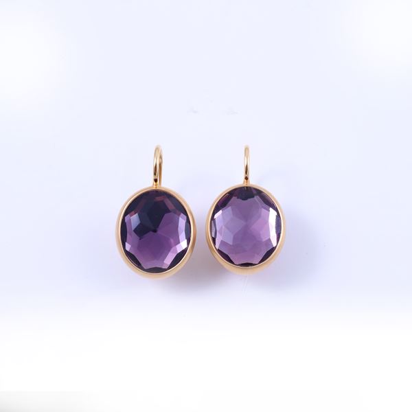 * 18KT GOLD EARRINGS SET WITH AMETHYST, BY POMELLATO "Narciso"