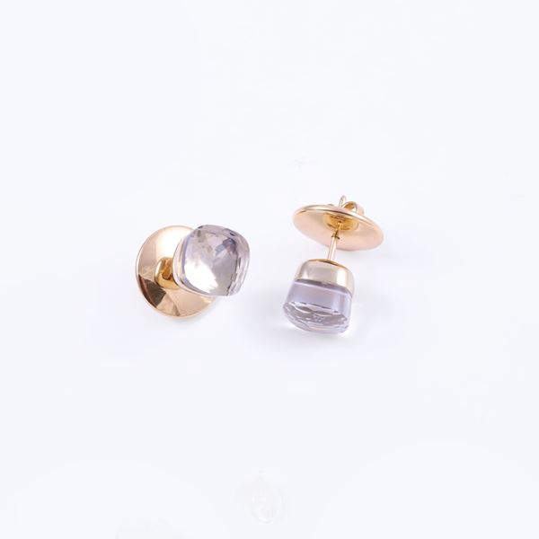 * 18KT GOLD EARRINGS SET WITH COLORLESS TOPAZ, BY POMELLATO "Nudo"
