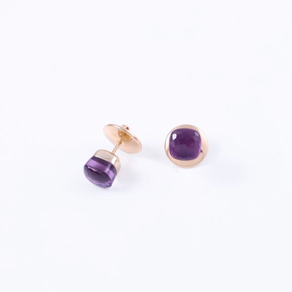 * 18KT GOLD EARRINGS SET WITH AMETHYST, BY POMELLATO "Nudo"