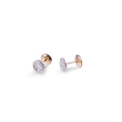 Pomellato, Orecchini "Sabbia" in oro rosa e oro bianco 18 kt con pavé di brillanti
