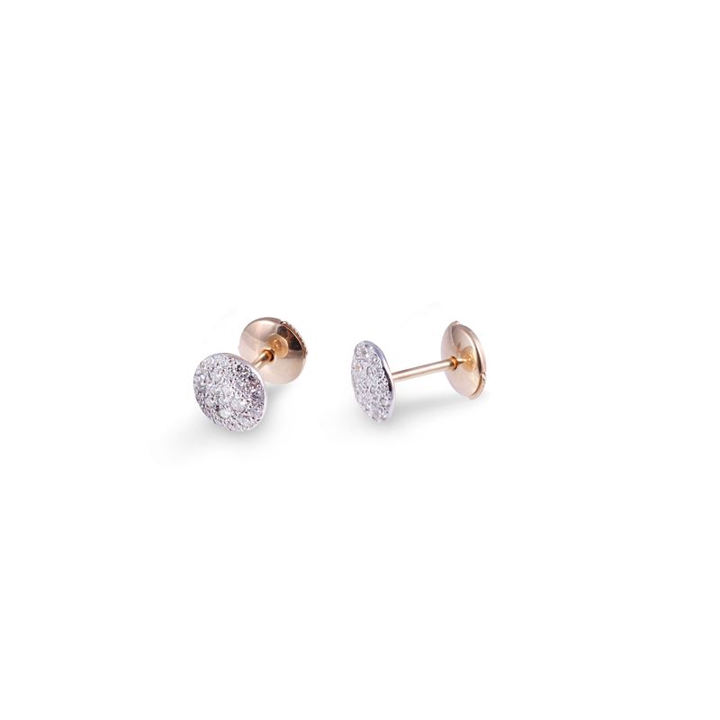 Pomellato, Orecchini "Sabbia" in oro rosa e oro bianco 18 kt con pavé di brillanti