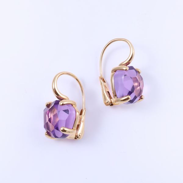 * 18KT GOLD EARRINGS SET WITH AMETHYST, BY POMELLATO "Lola"