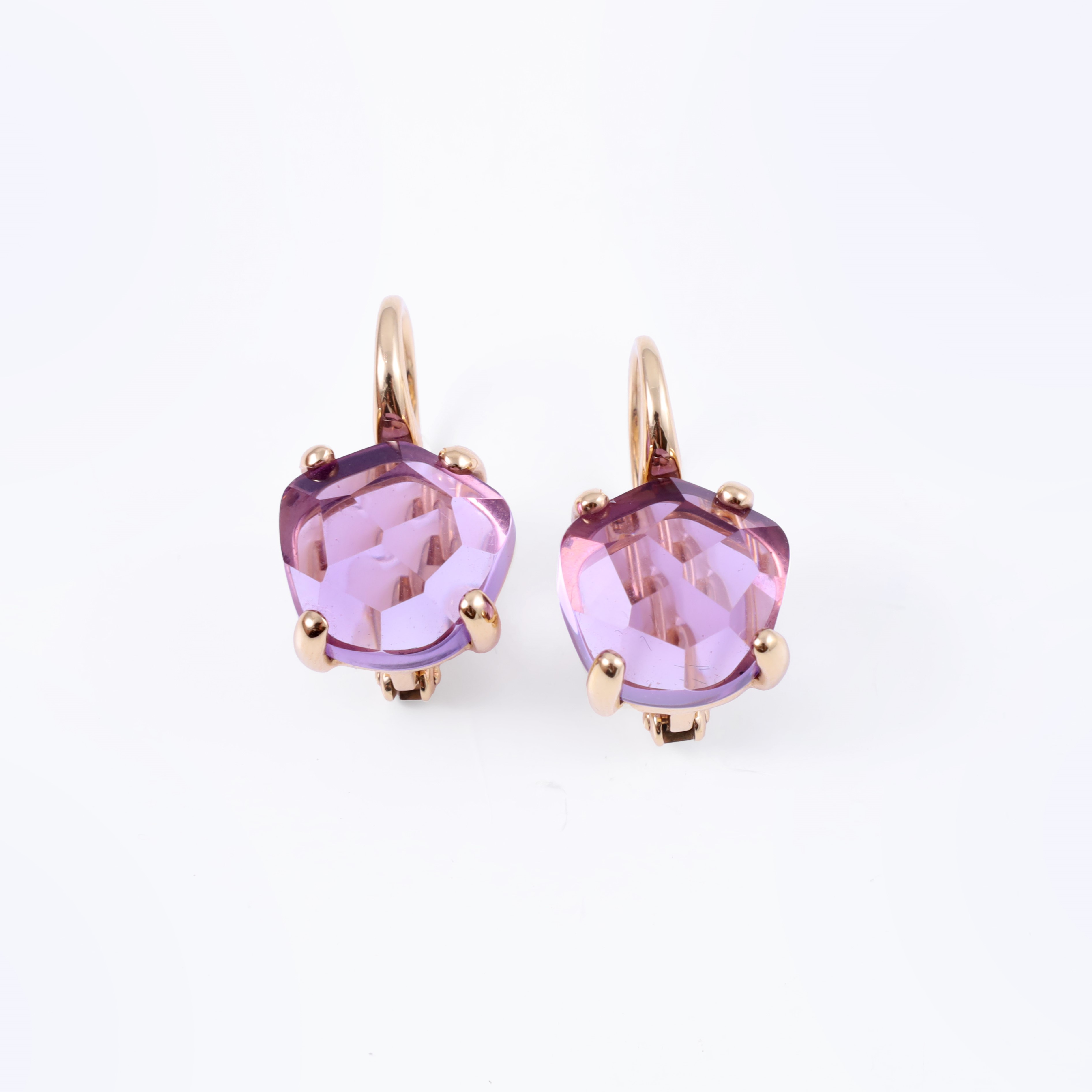 Pomellato, Orecchini “Lola” in oro rosa 18 kt con ametiste sfaccettate