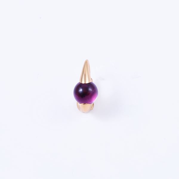 * 18KT GOLD SINGLE EARRING SET WITH AMETHYST, BY POMELLATO "M'ama non m'ama"