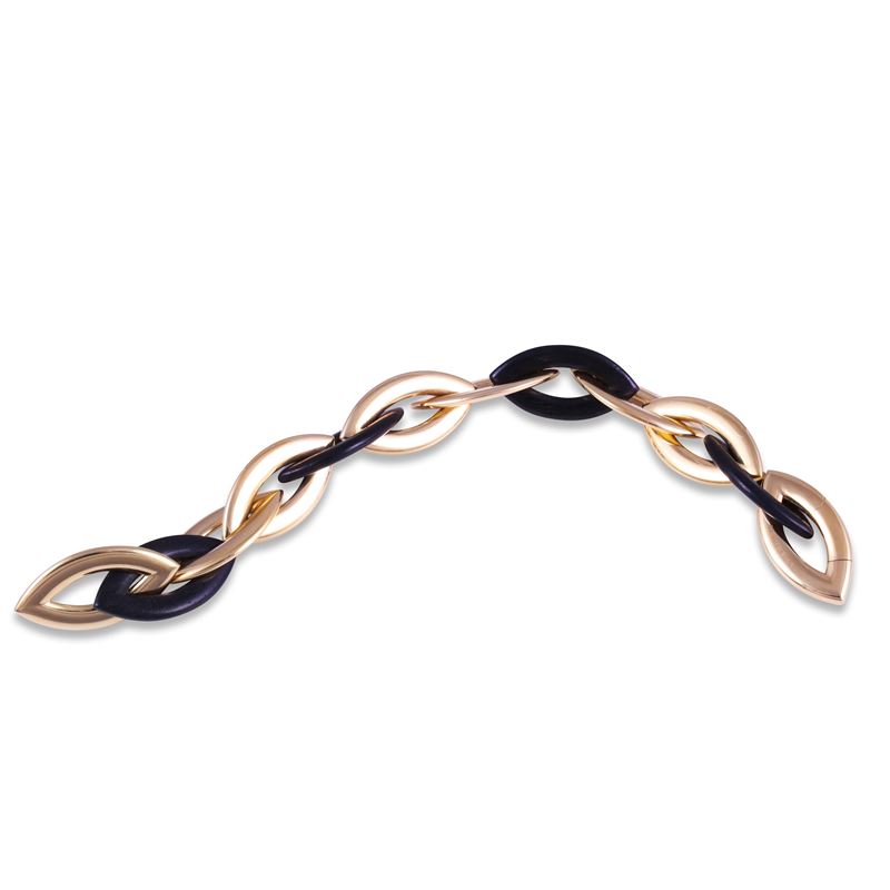 Vhernier, Bracciale “Doppio senso” in oro rosa 18 kt ed ebano
