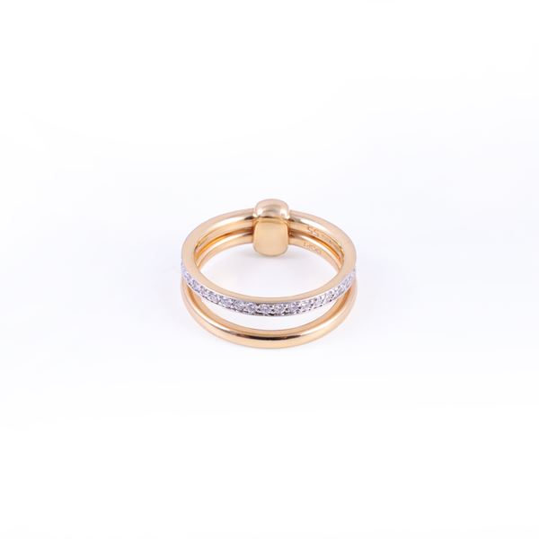 * 18KT GOLD RING SET WITH DIAMONDS, BY POMELLATO "Together"