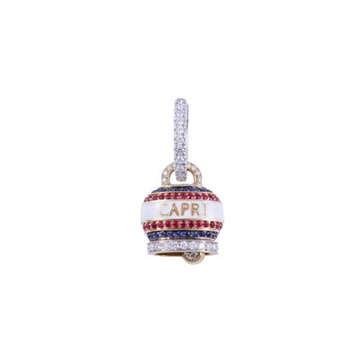 Chantecler Capri, Monoo recchino “Campanelle Capriness” in oro 18 kt con pietre preziose e smalto
