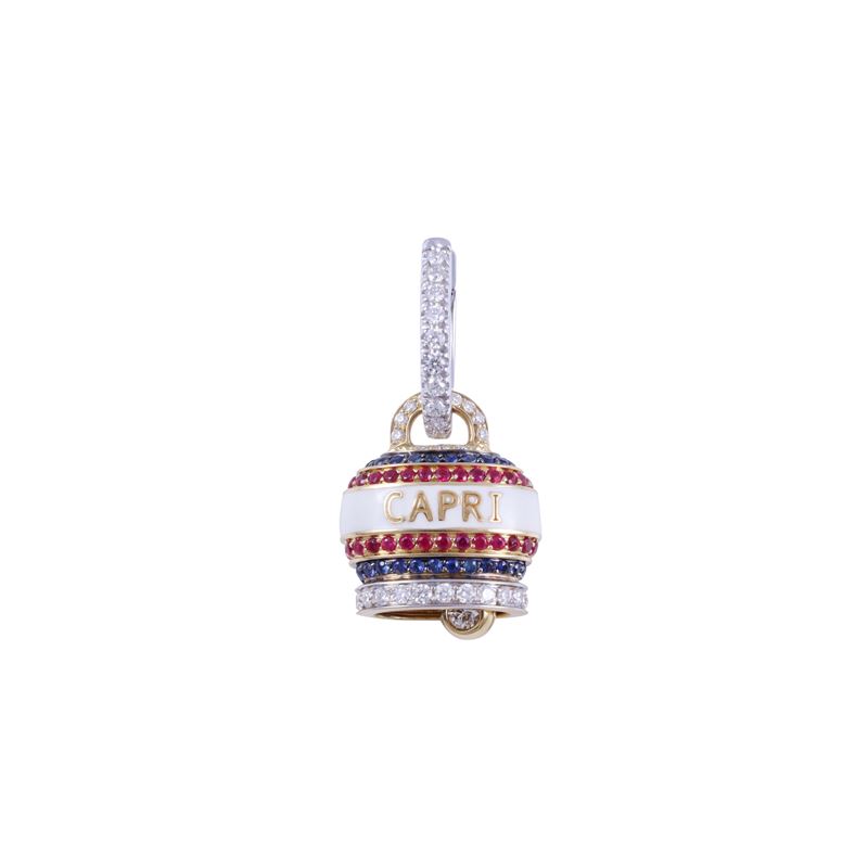 Chantecler Capri, Monoo recchino “Campanelle Capriness” in oro 18 kt con pietre preziose e smalto