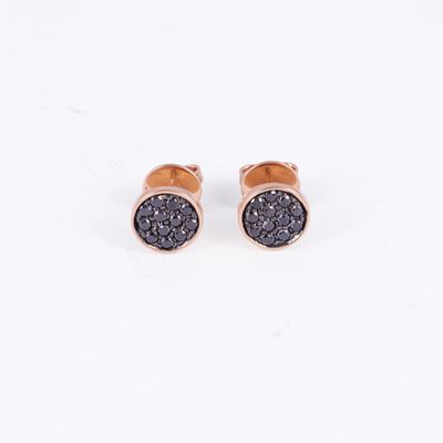 Chantecler, Orecchini “Paillettes” in oro rosa 18 kt con brillanti neri in pavé