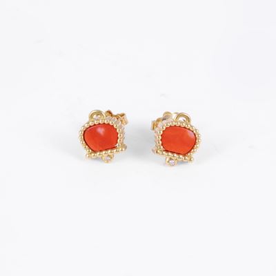 Chantecler, Orecchini “Anima 70” in oro giallo 18 kt con corallo e brillante
