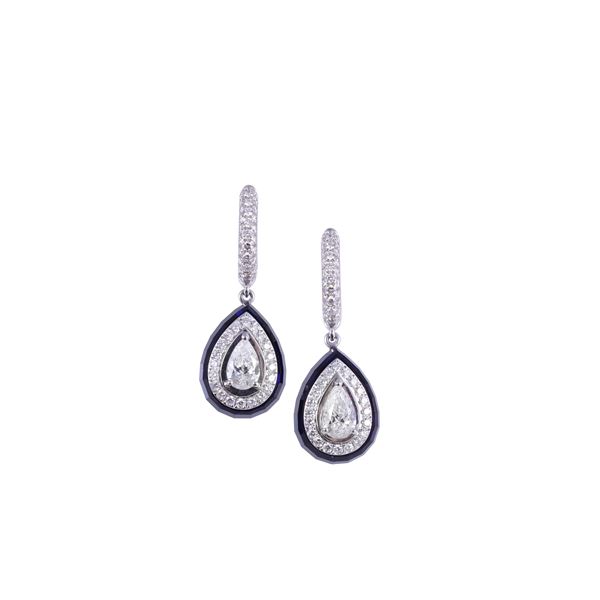 * 18KT GOLD EARRINGS SET WITH DIAMONDS AND BLUE SPINEL, BY CHANTECLER "Joyful"