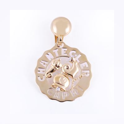 Chantecler, Orecchino “Logo” a galletto, oro giallo 18 kt con brillanti
