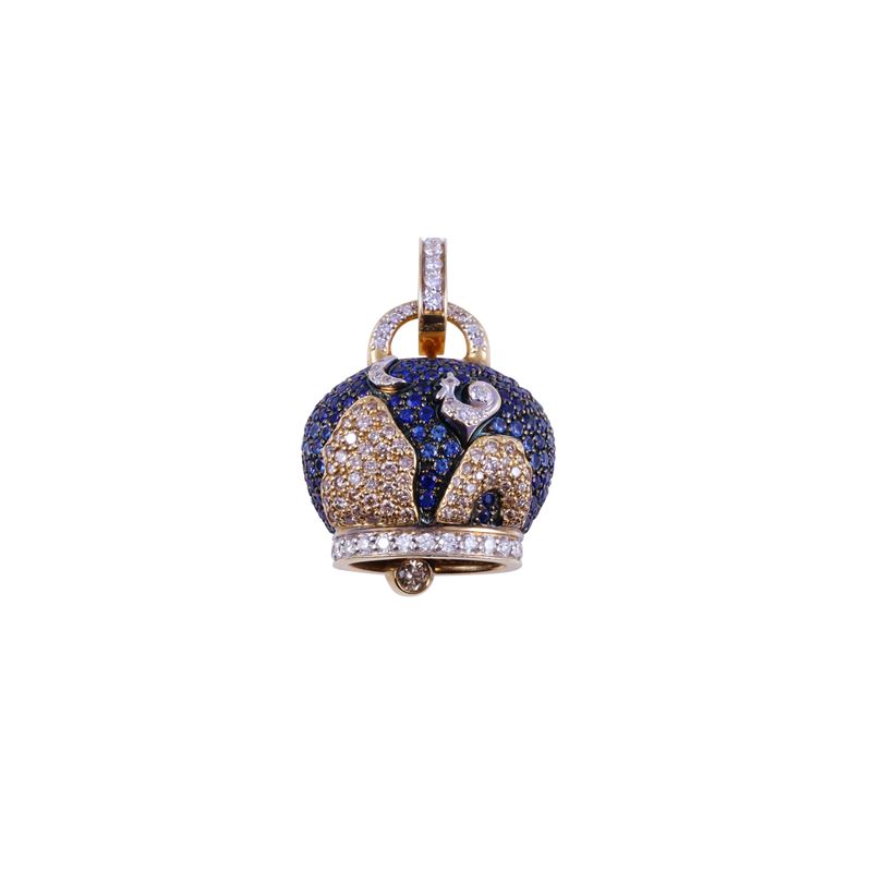 Chantecler, Pendente “Campanelle Faraglioni” in oro 18 kt con pavé di zaffiri