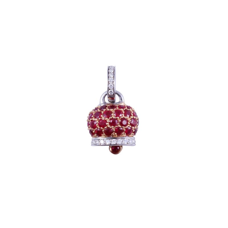 Chantecler, pendente “Campanelle” in oro bianco e rosa 18 kt