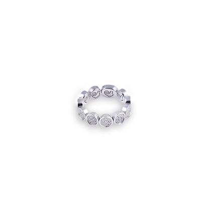 Chantecler, Anello “Paillettes” in oro bianco 18 kt con pavé di brillanti