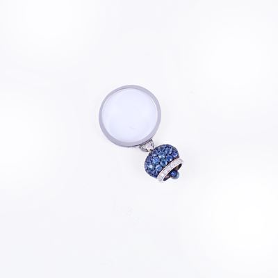 Chantecler, Anello “Campanelle” in oro bianco 18 kt con pavé di zaffiri e brillanti